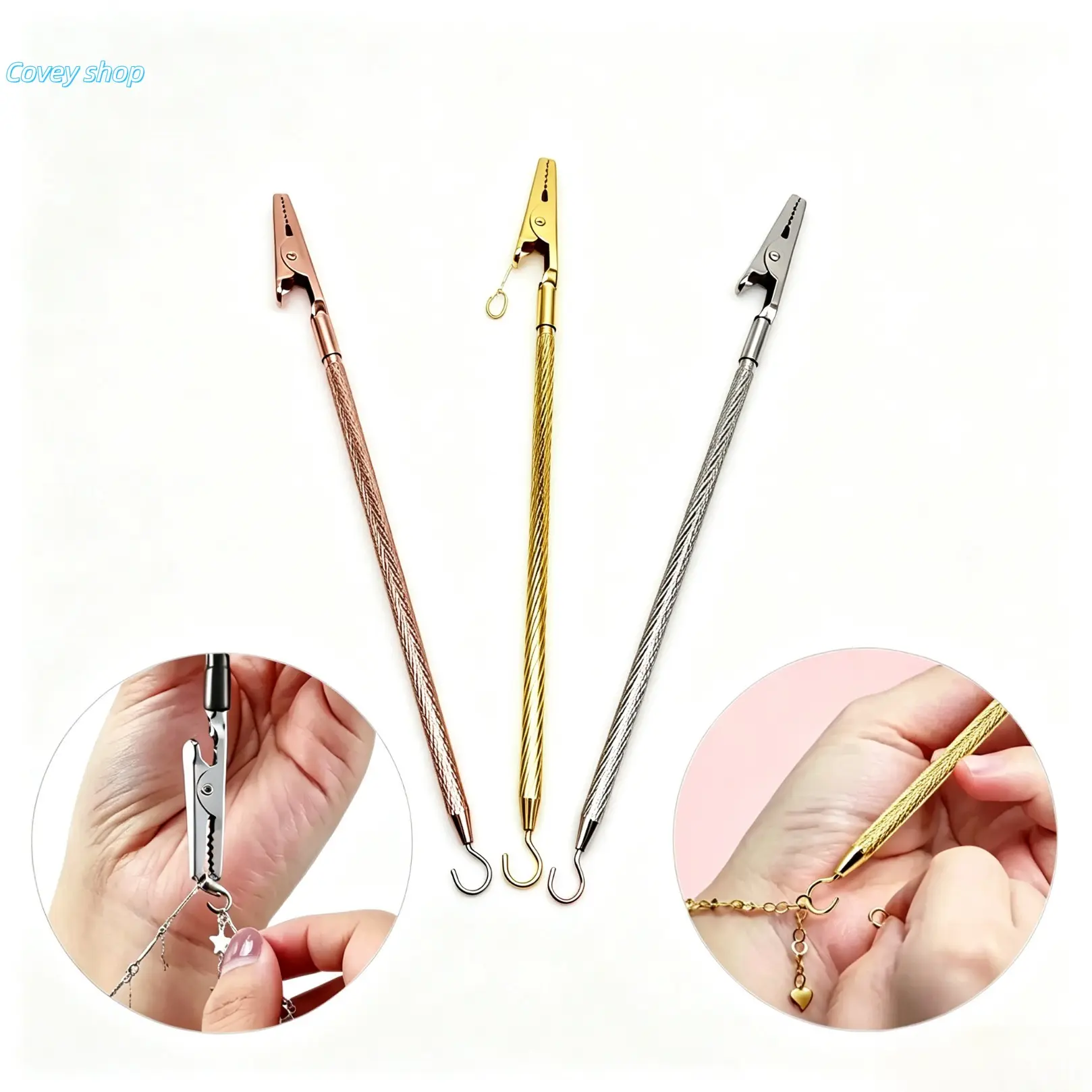 Double-Ended Bracelet Fastener Helper Tool - Jewelry Grabber Tool with Ergonomic Metal Design, Fastening Help for Necklaces & Bracelets, Ideal for Independent Wear Daily Use