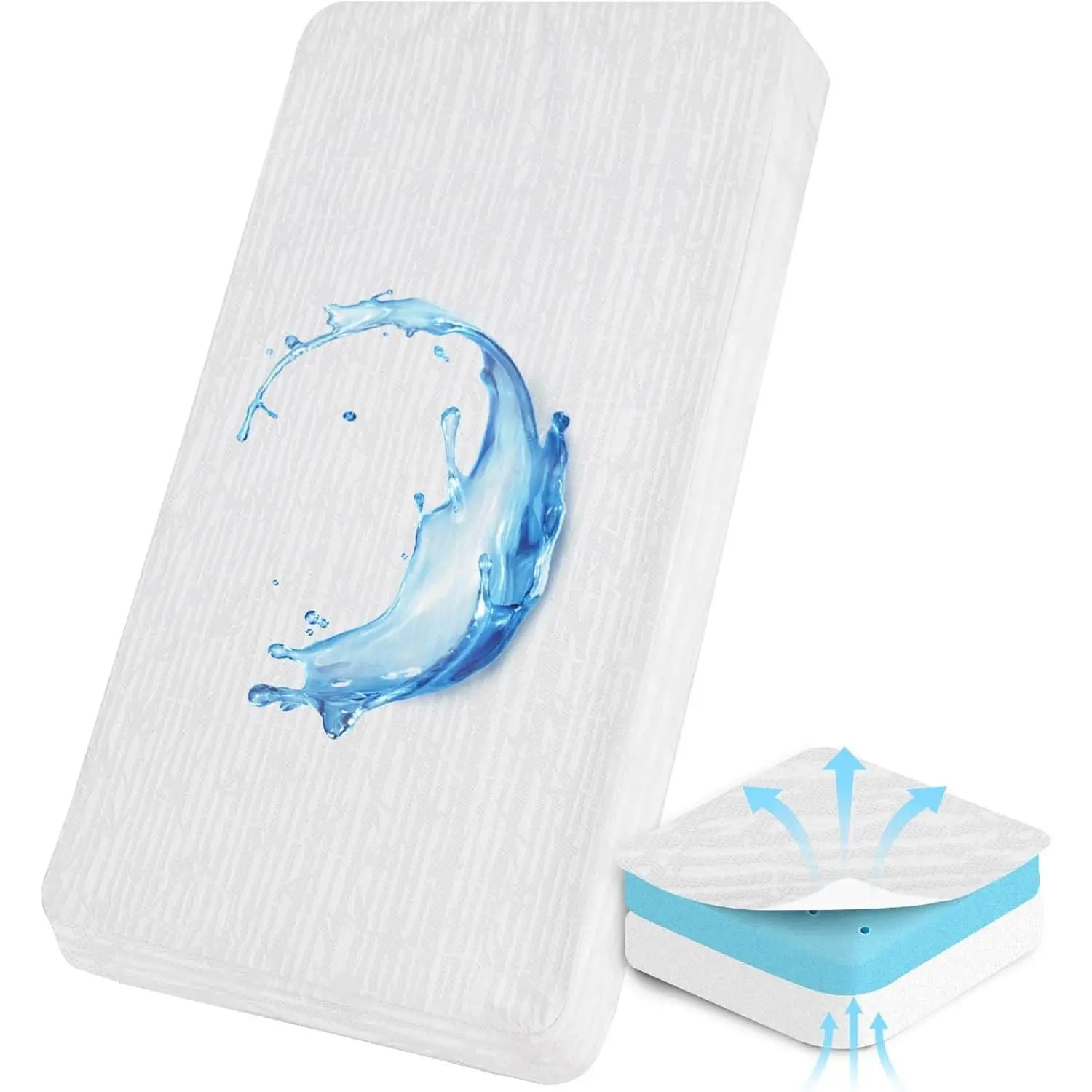 Crib Mattress Topper 52" x 27" x 2" for Toddler/Crib Bed, Memory Foam Wateproof Mattress Pad with Removable Cover