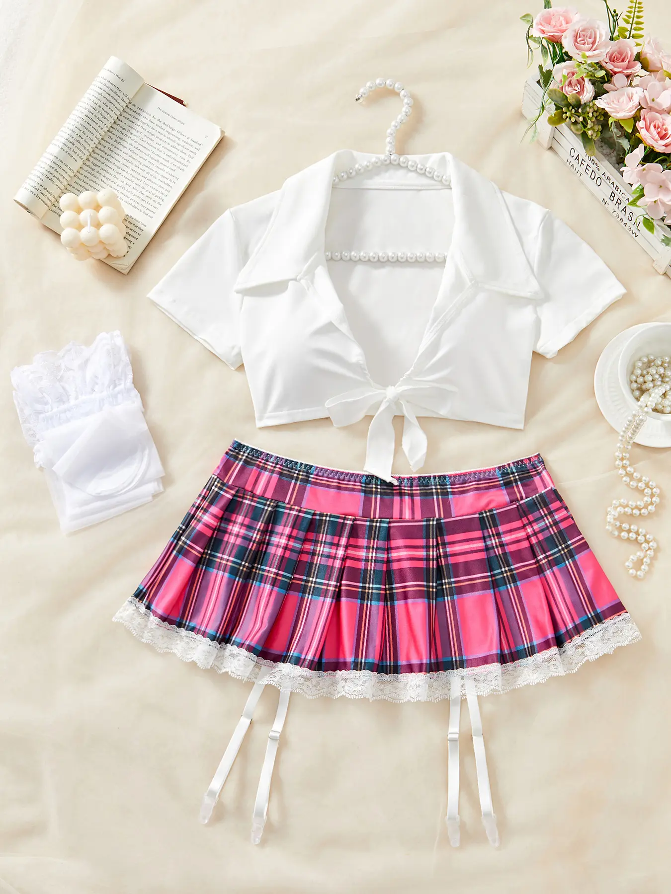 Women's Sexy Costume Set, Fashionable Comfortable High-Quality Material, Includes Stocking, Elegant Women's Clothing  cool girl outfits clean girl style boyfriend gifts rave outfit women's clothes,outfits inspo,lacy,aesthetic,pretty,outfit ideas