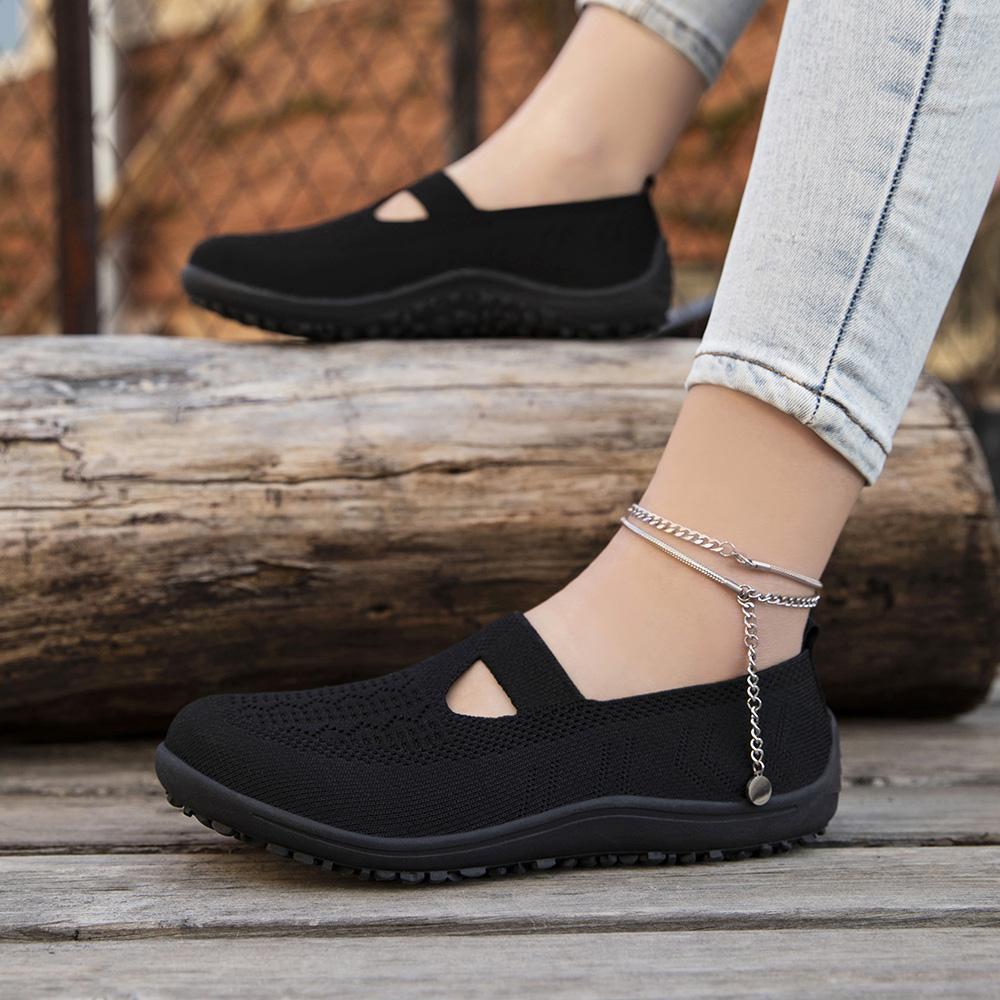 Ultra Light Women's Knit Slip On Flats Featuring Wide Toe Box Barefoot Design Zero Drop Sole and Breathable Material for Healthy Natural Foot Function
