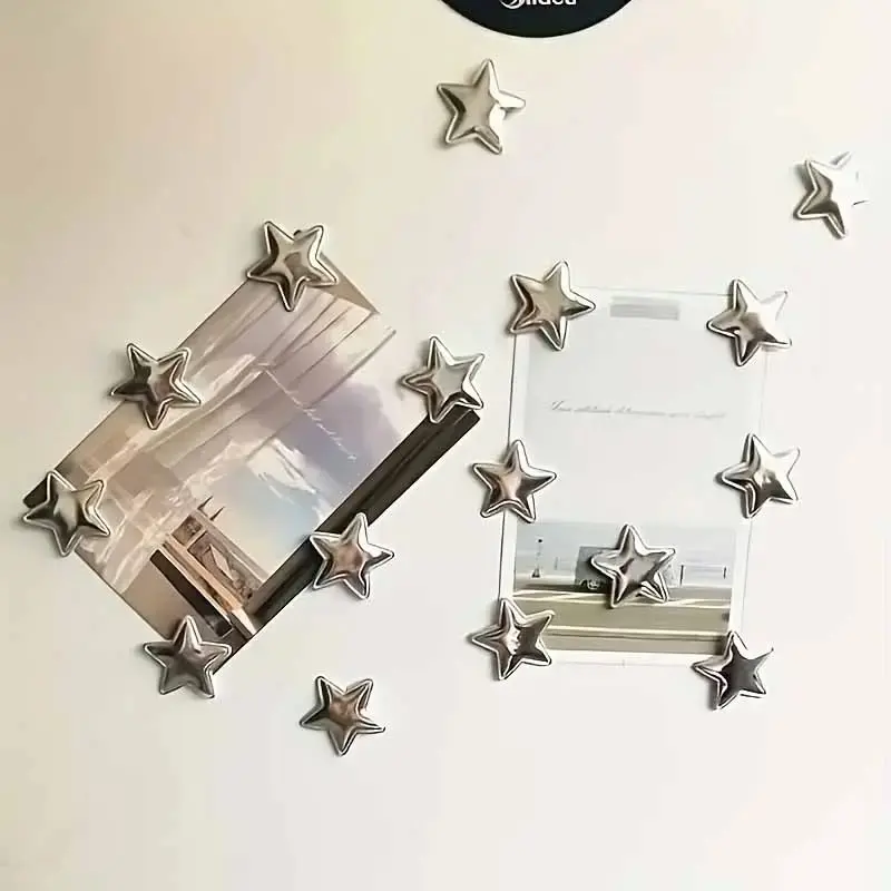🌟 10 Pack Silver Star Fridge Magnets | Magnetic Clips for Kitchen, Office, Photos, Notes, and Reminders