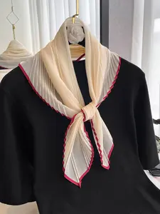 Spring Autumn Korean Style Thin Decorative Scarf, Folded Small Square Scarf, Fashionable Commuter Accessory, Versatile Neckwear