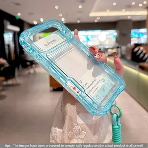 Luxury Transparent Three-In-One Full Coverage Protective Phone Case Accessories with Lanyard, Shockproof and Drop-Proof, Compatible with Apple iPhone 17pro Max 16pro 15 14 13 12