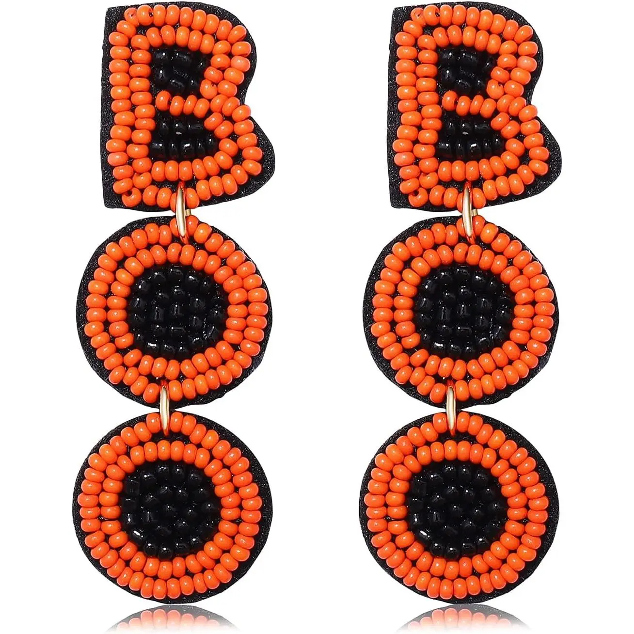 Halloween Beaded Boo Earrings for Women - Spooky  Pumpkin Drop Dangle  -  Gothic Costume Party Holiday  Gifts