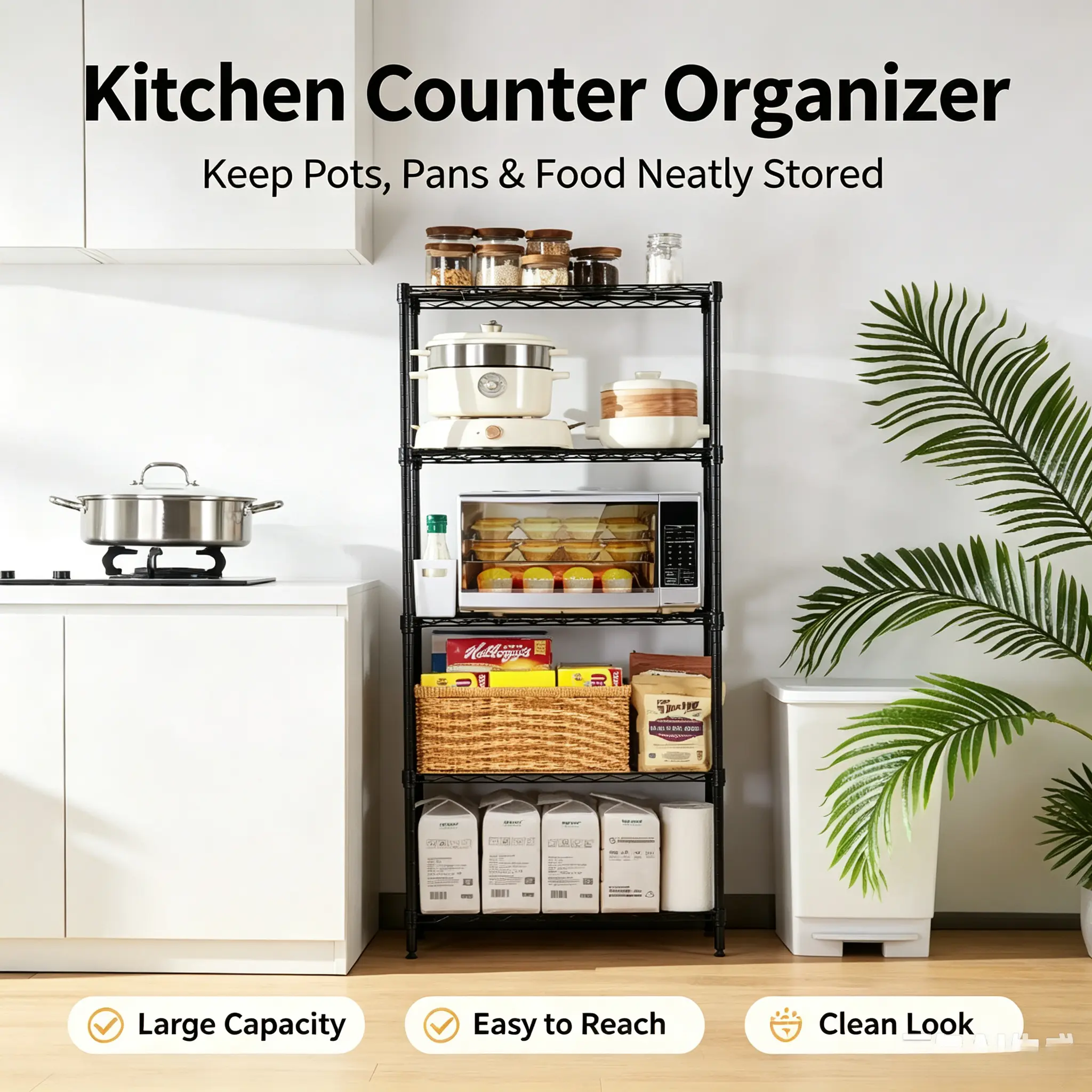 Kitchen Storage Rack: Multi-functional, Floor-standing, Multi-tier Microwave Stand for Home Use – Fast Shipping