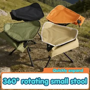 Camping Triangular Swivel Stool, Outdoor Folding Chair, Portable Fishing Bench, Ultralight Foldable Stool, 360 Degree Rotation Outdoor Bench, Storage Bag, High Quality Fabric Pad