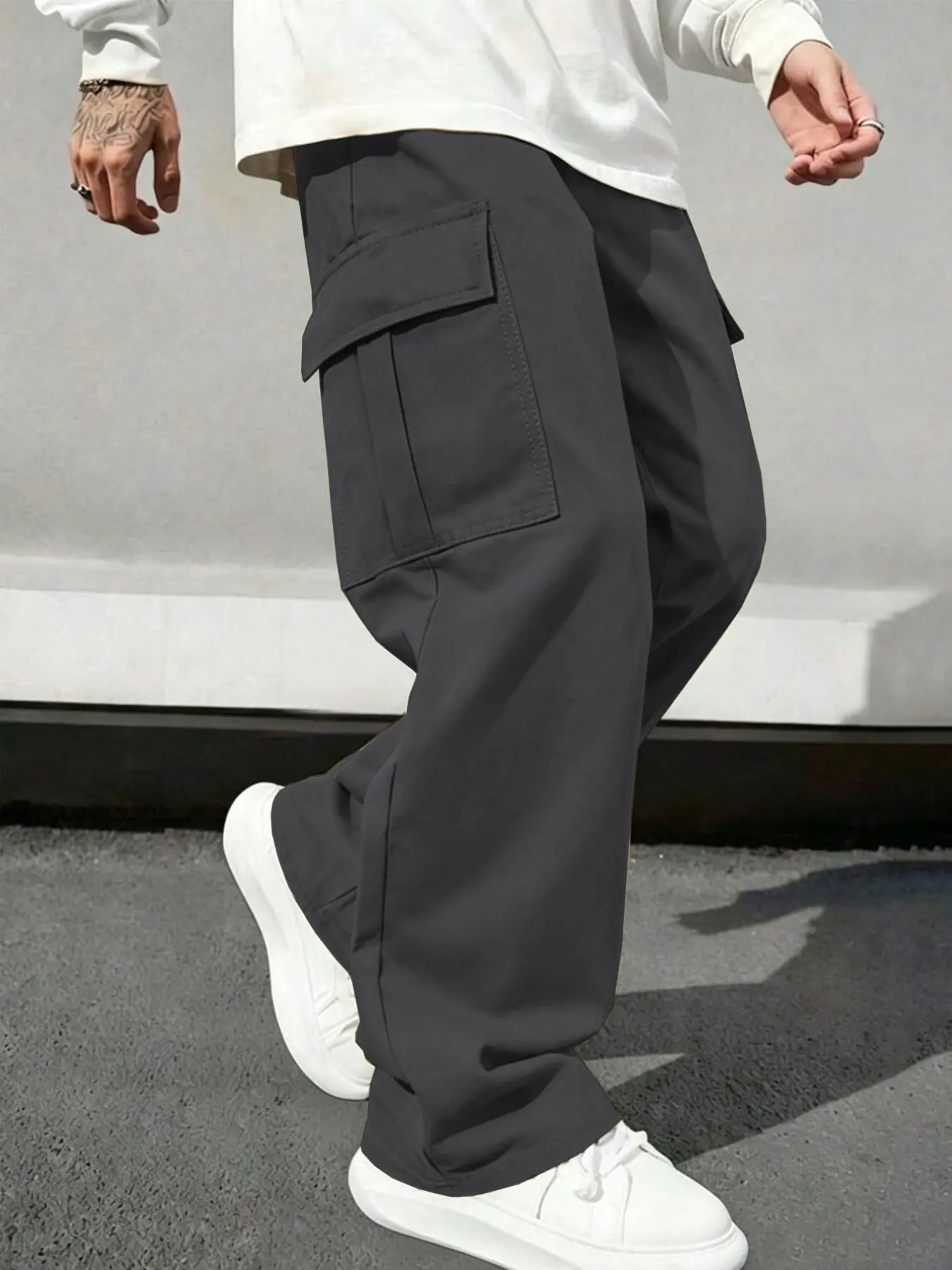 Men's High-Quality Casual Straight Leg Loose Work Pants, Woven Fabric, Spring & Fall Wear, Fashionable and Comfortable, Ideal for Daily Use