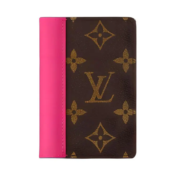 Louis Vuitton Colormania Pocket Organizer for Men – Flap-Closure Coated Canvas Cardholder in Pink and Brown