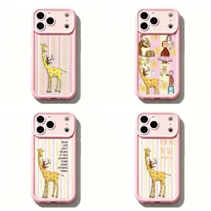 TY-Pastel Pink Striped Curious Georgee Phone Case,Cute Cartoon Monkey Phone Case,Whimsical Curious George & Giraffe Art with Bible Verse Quotes Protective Cover For iPhone 11 12 MINI 13 MINI 14 15 16 17 Air Pro Max for Samsung S26 S25 S24 S23 S22 S21 Case