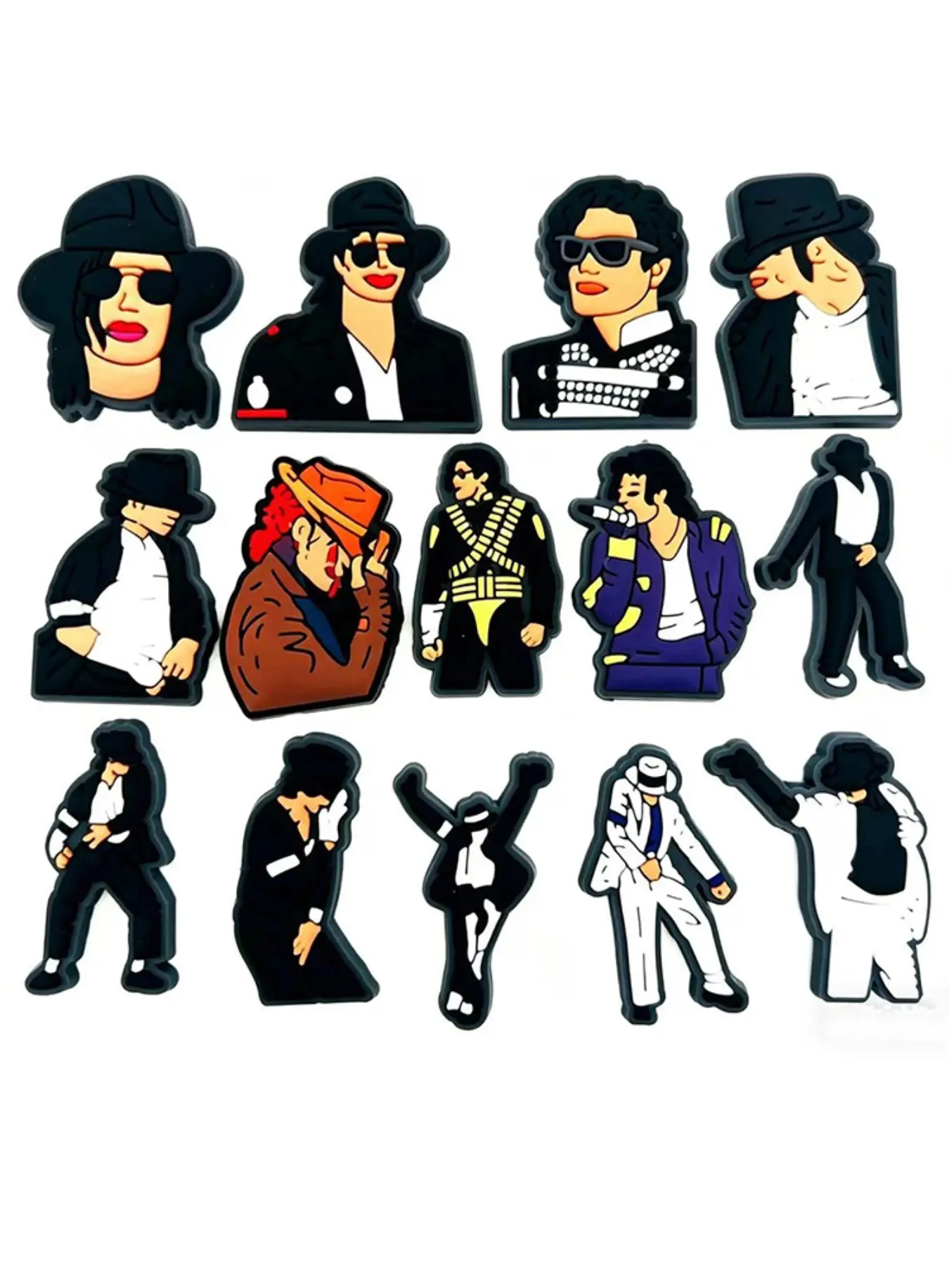 14-Piece Music Michael Jackson Cute Shoe Charms For Bubble Slides Clogs Sandals,PVC Shoe Decorations Accessories Buckle For Christmas Birthday Gifts