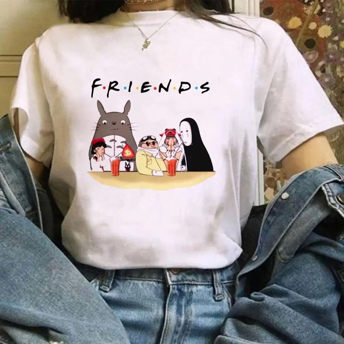 Hayao Miyazaki Totoro Studio Ghibli Kawaii Anime Graphic T-Shirt, Women Harajuku Cute Fashion Casual Short Sleeve Tops Tees
