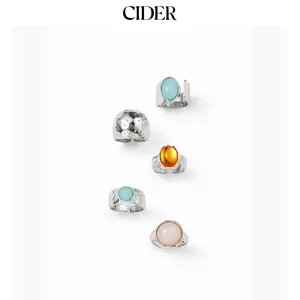 Cider 5 PCS GEMSTONE OPEN RING SET