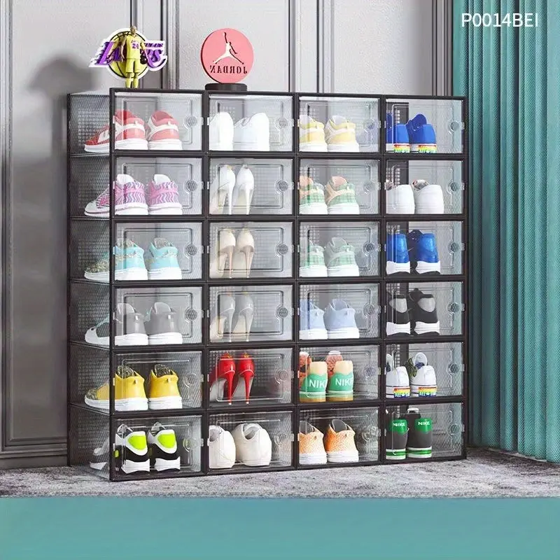 6/15/18/24 piece thick transparent shoe box - dustproof and moisture-proof plastic storage box with flip cover, suitable for home and dormitory organization