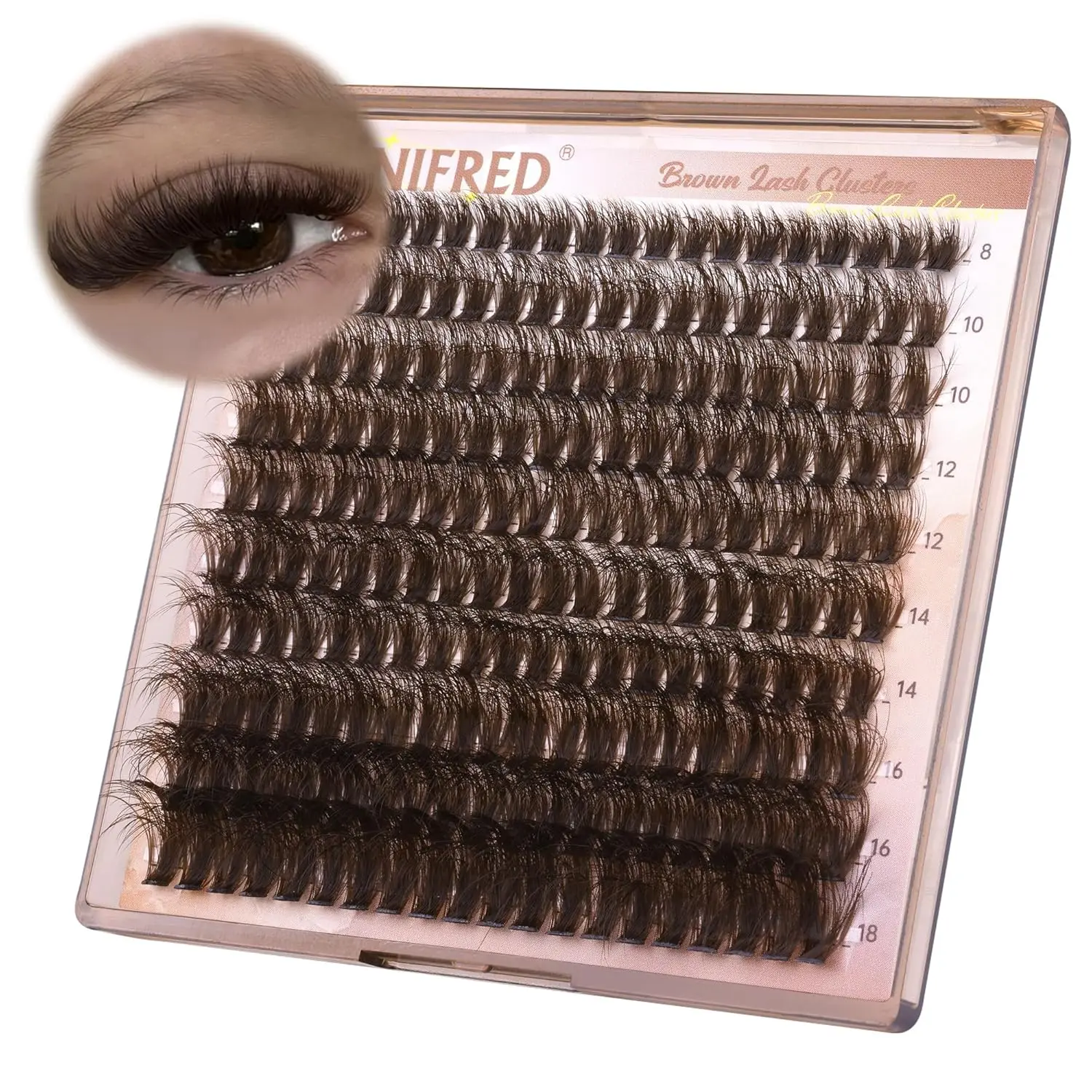 Brown Lash Clusters Dark Brown Individual Lashes Wispy Thick Volume Lash Extension Curvature Clusters Eyelashes 80D Clusters Lashes by (8-18mm)