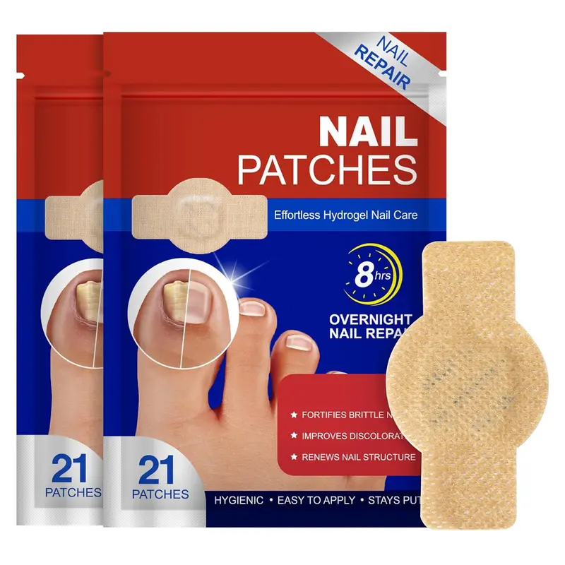 42PCS Hydrogel Toenail Patches - Alcohol-Free Flexible Gel Nail Care Solution, Lightweight Overnight Repair & Protection, Easy Application for Daily Use