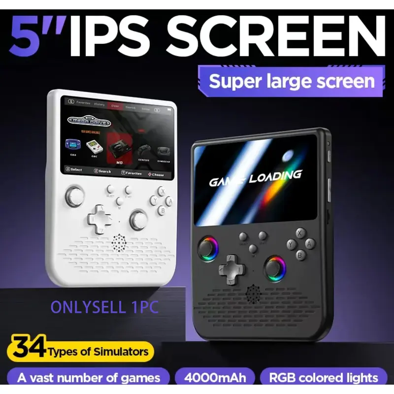 2026 new model H5 handheld games console, mini portable game console, 5-inch IPS screen, nostalgic retro game console for childhood memories, 4000mAh battery