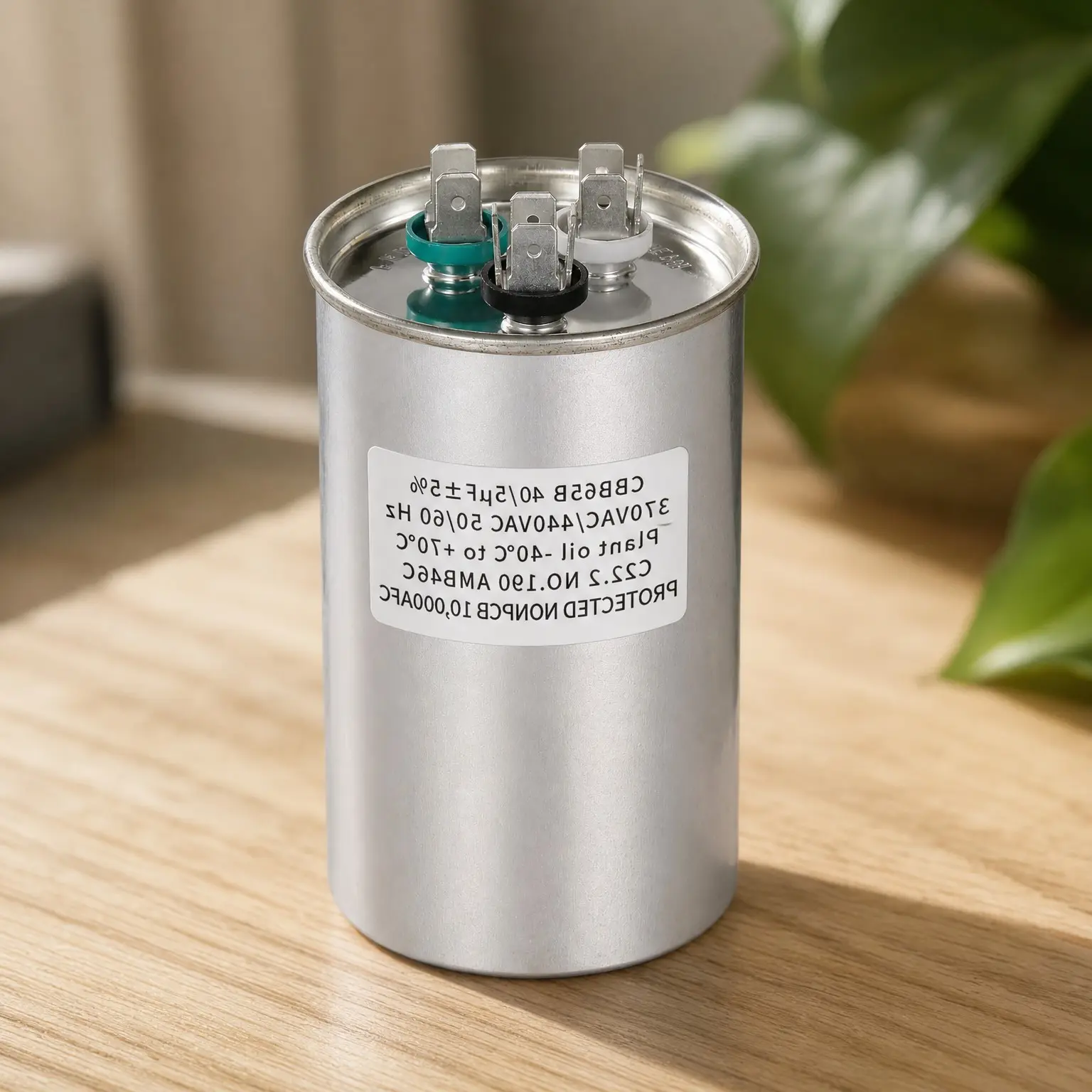 40+5 uF ±5% MFD 370/440V Dual Run Round Capacitor, CBB65B Air Conditioner Capacitor for AC Unit Fan Motor Start, Heat Pump or Condenser