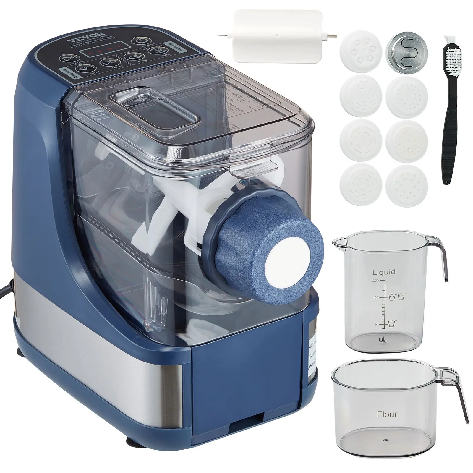 【DealsForYouDays】VEVOR Electric Pasta Maker, 150W Automatic Noodle Maker Machine with 8 Pasta Shapes, 4 Intelligent Modes, 500g Flour Capacity Pasta Maker Machine with Measuring Cups, Cleaning Brush for Home Kitchen