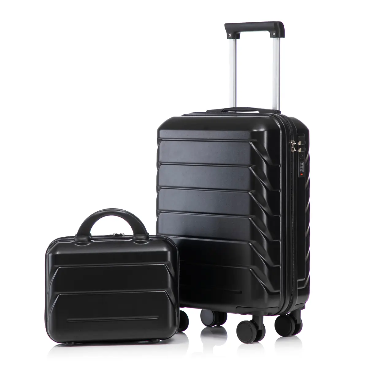 Modern Stripe ABS Carry On Suitcase Set, 2-Piece 20" Spinner and 14" Cosmetic Case, Lightweight & Scratch Resistant for Weekend Getaways, Carry On Luggage, Abs Checked Luggage, Travel Bag