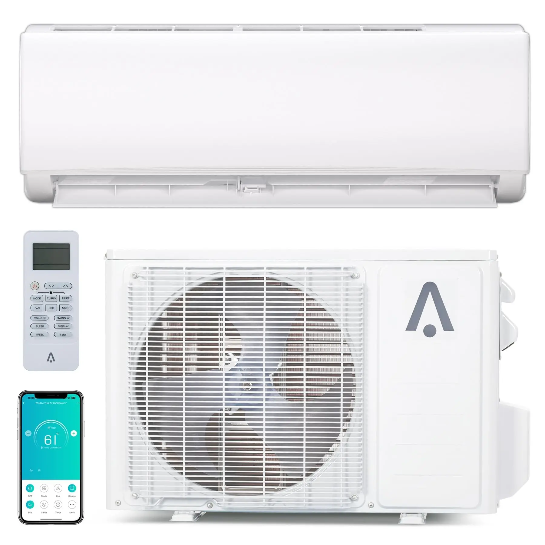 2 Ton 24000 BTU Mini Split Air Conditioner & Heat Pump – 21 SEER2 Ductless Inverter System, 208/230V Smart WiFi AC with Alexa Control, Efficient Cooling & Heating for Up to 1500 Sq.Ft Rooms
