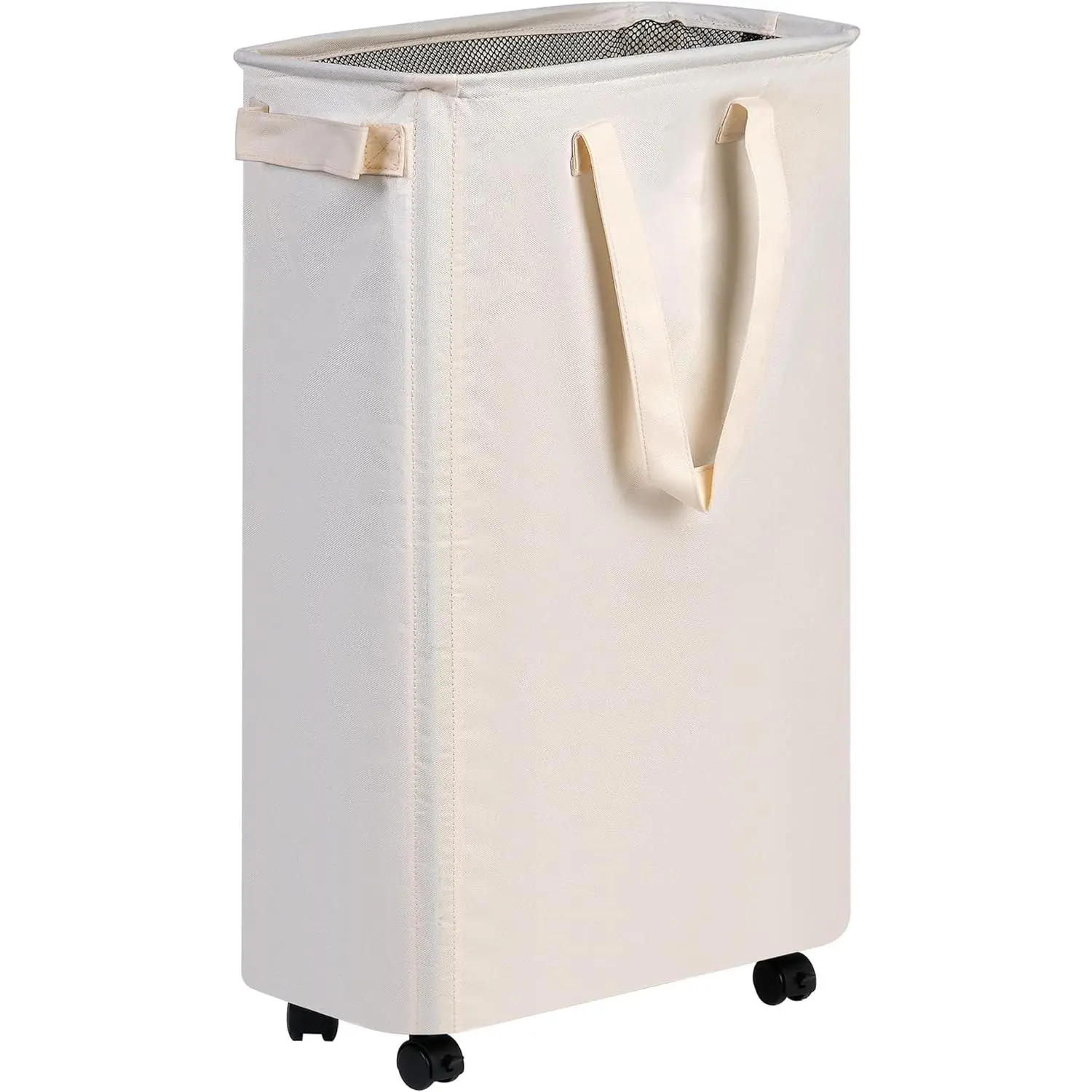 Slim Laundry Hamper with Wheels, Rolling Laundry Basket for Clothes, Small Laundry Basket for Bedroom, Dorm and Laundry Room, 60L (12.7 Gallons) Beige