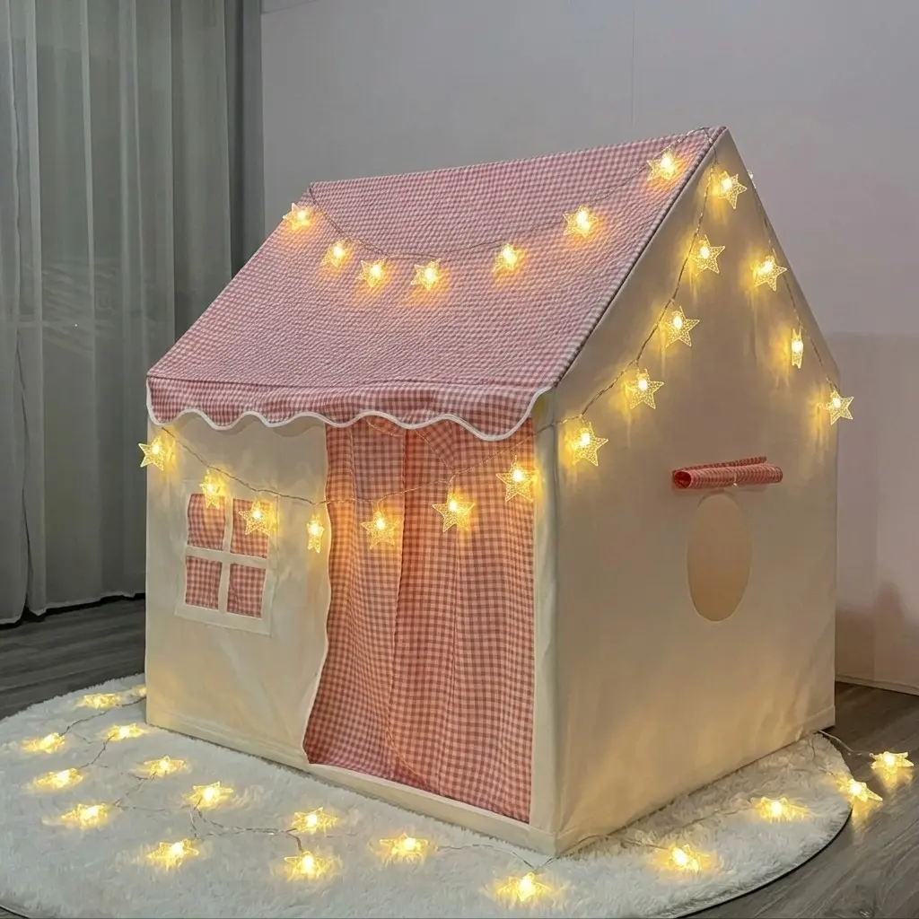 Photo Game Tent, Grid Indoor Game Tent with Roller Blind, Spacious Interior, Breathable Fabric, Comfortable Private Space for Bedroom, Gaming Room and Playroom, Playhouse
