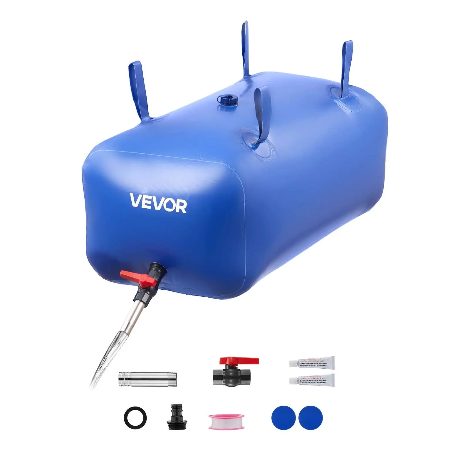 VEVOR Water Storage Bladder 30 Gallon Large Capacity Water Bag, Portable Collapsible Soft Waters Container, Leakproof Tear-Resistant PVC Emergency Waters Storage Tank for RV Truck Outdoor Use