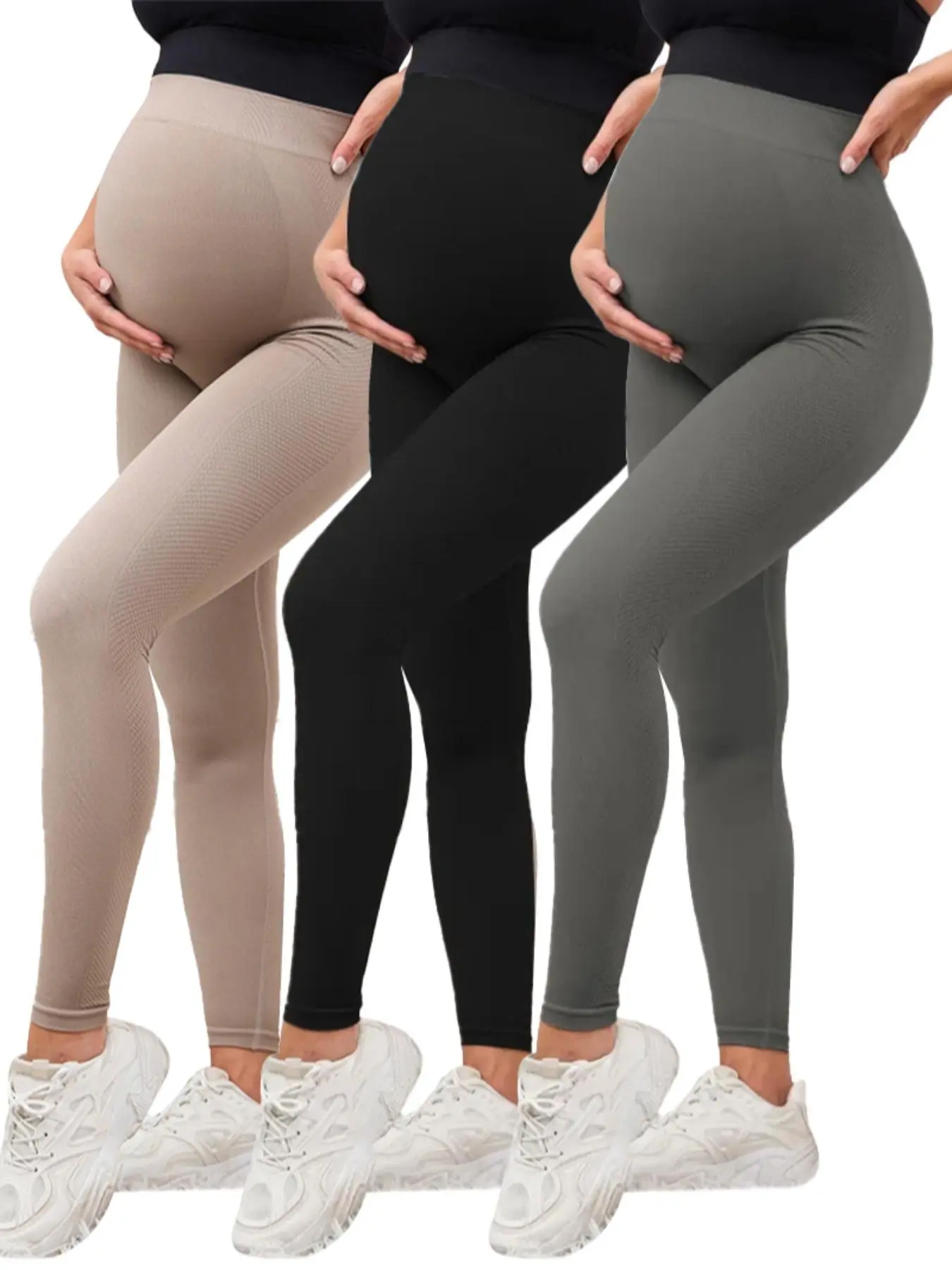 Maternity Solid Color High-Waist Leggings, Casual Comfy Breathable Skinny Pants for Pregnancy and Postpartum, All-Season Maternity Bottoms, Maternity Clothes