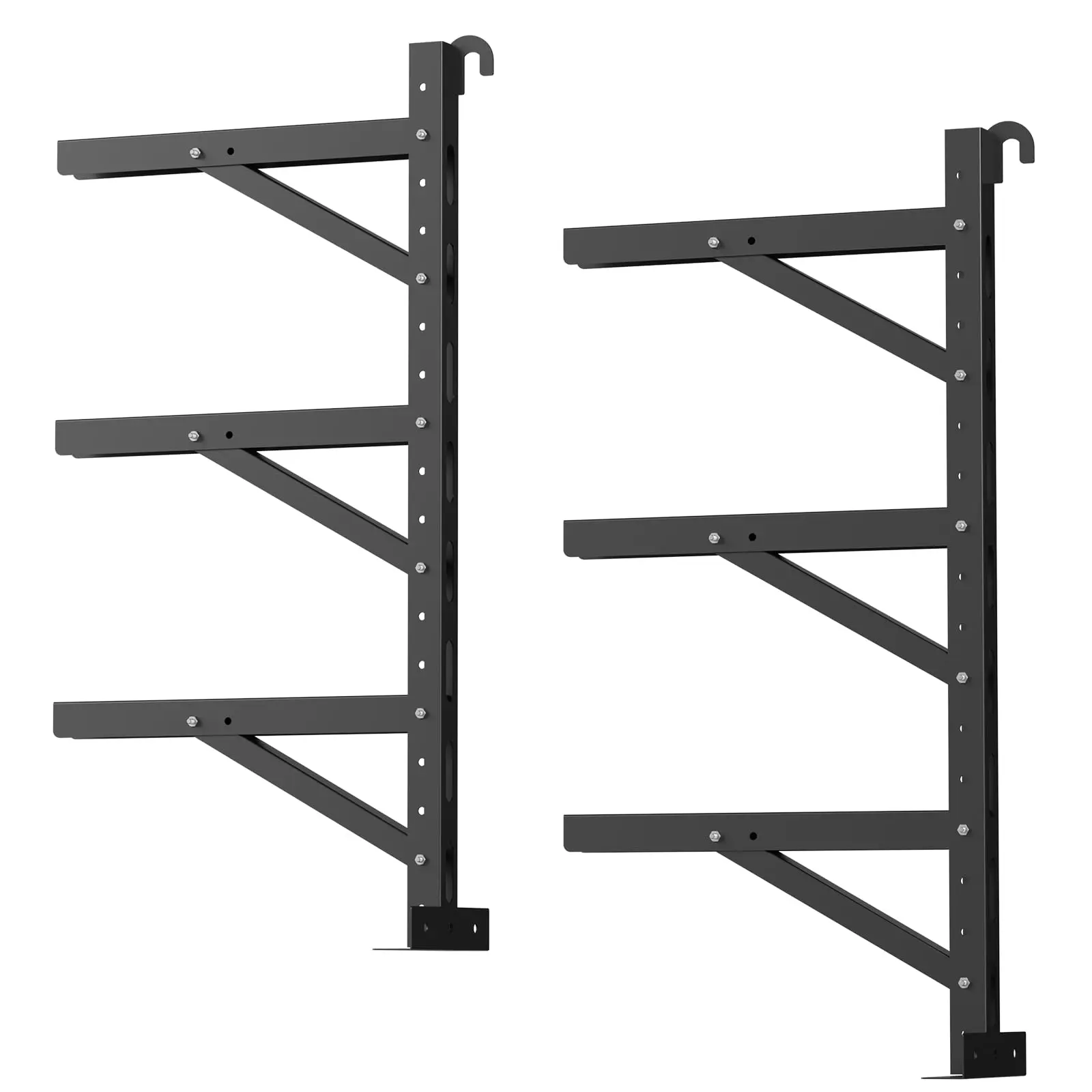2 Pack Shipping Container Shelving Rack, 3-Tier Adjustable Shelf Brackets, No-Drill Installation Hanging Shelf Supports