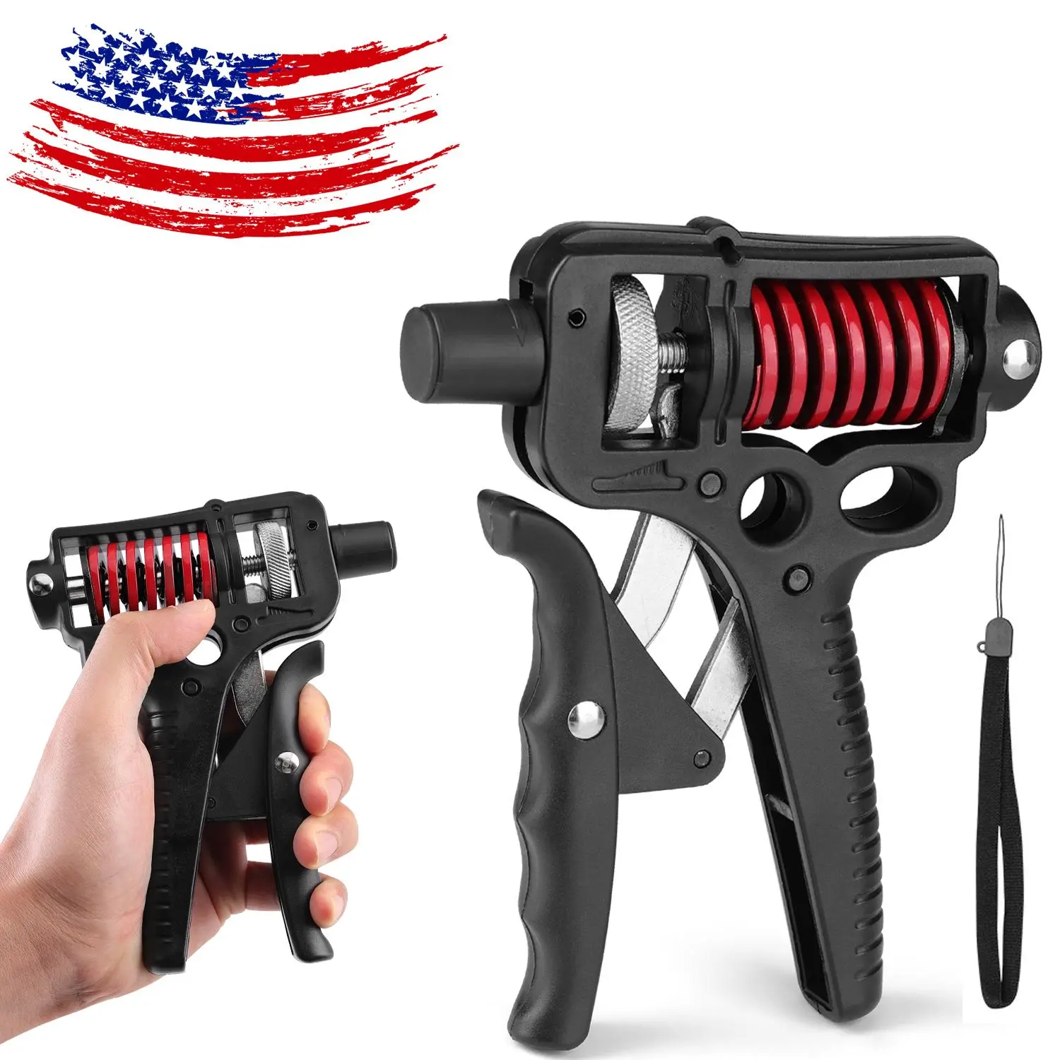 Adjustable hand grip strengthener, 11-360 lbs resistance, for forearm and wrist strength training. Unisex for fitness, climbing, guitar, and rehabilitation exerciser strengthener gripper backtoschool