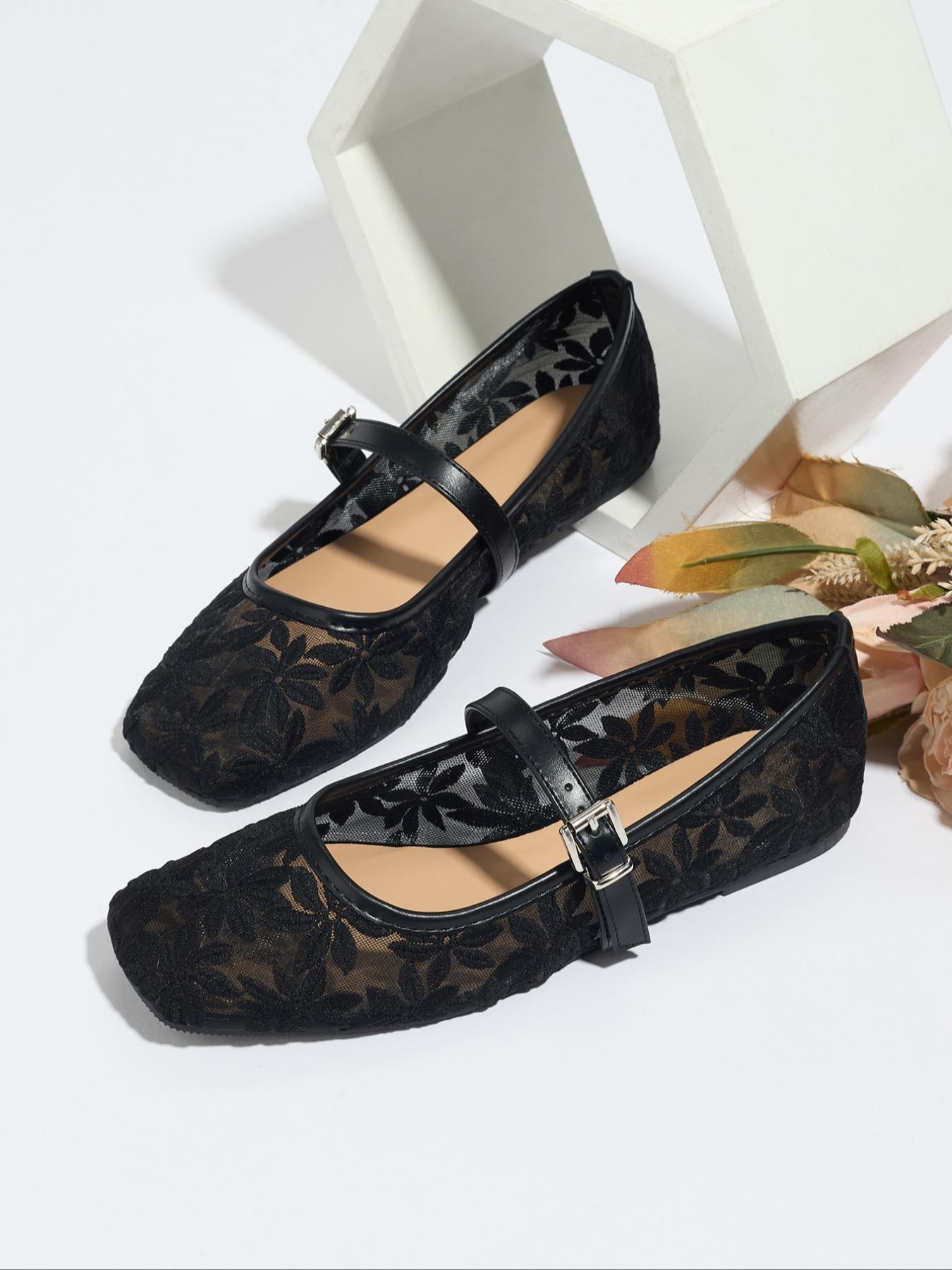 Women's Elegant Lace Pattern Ballet Flats, Fashionable Pointed Toe Casual Trendy Flat Shoes for Summer, Lightweight Breathable Comfortable Shoes for Daily Wear, Girl