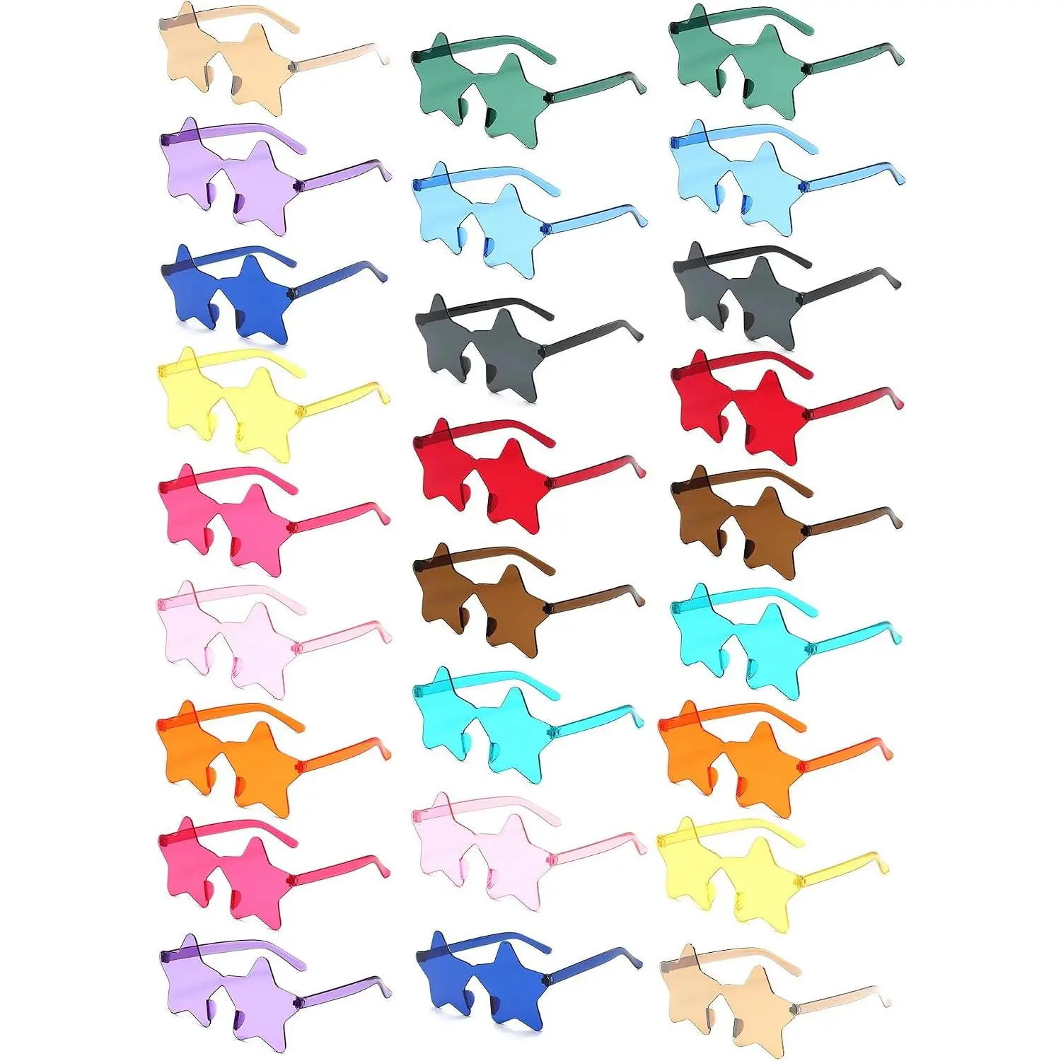 12/26/36 Pairs Rimless Star Shaped Transparent Sunglasses Bulk Fun Sunglasses for Party Favors