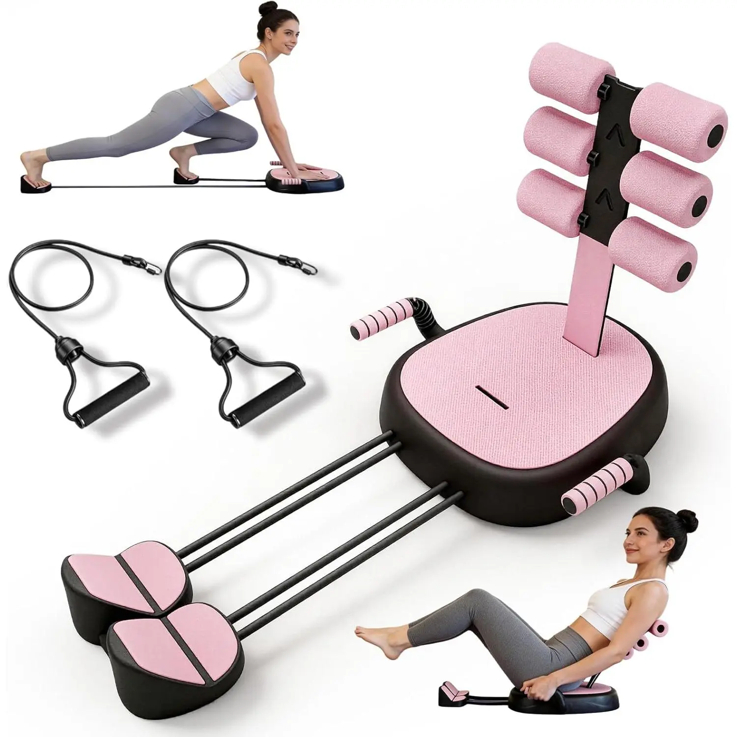Ab Crunch Machine, Portable Sit Up Exercise Equipment with Resistance Band, Ab Core Workout Home Equipment for Stomach, 200LBS Weight Capacity
