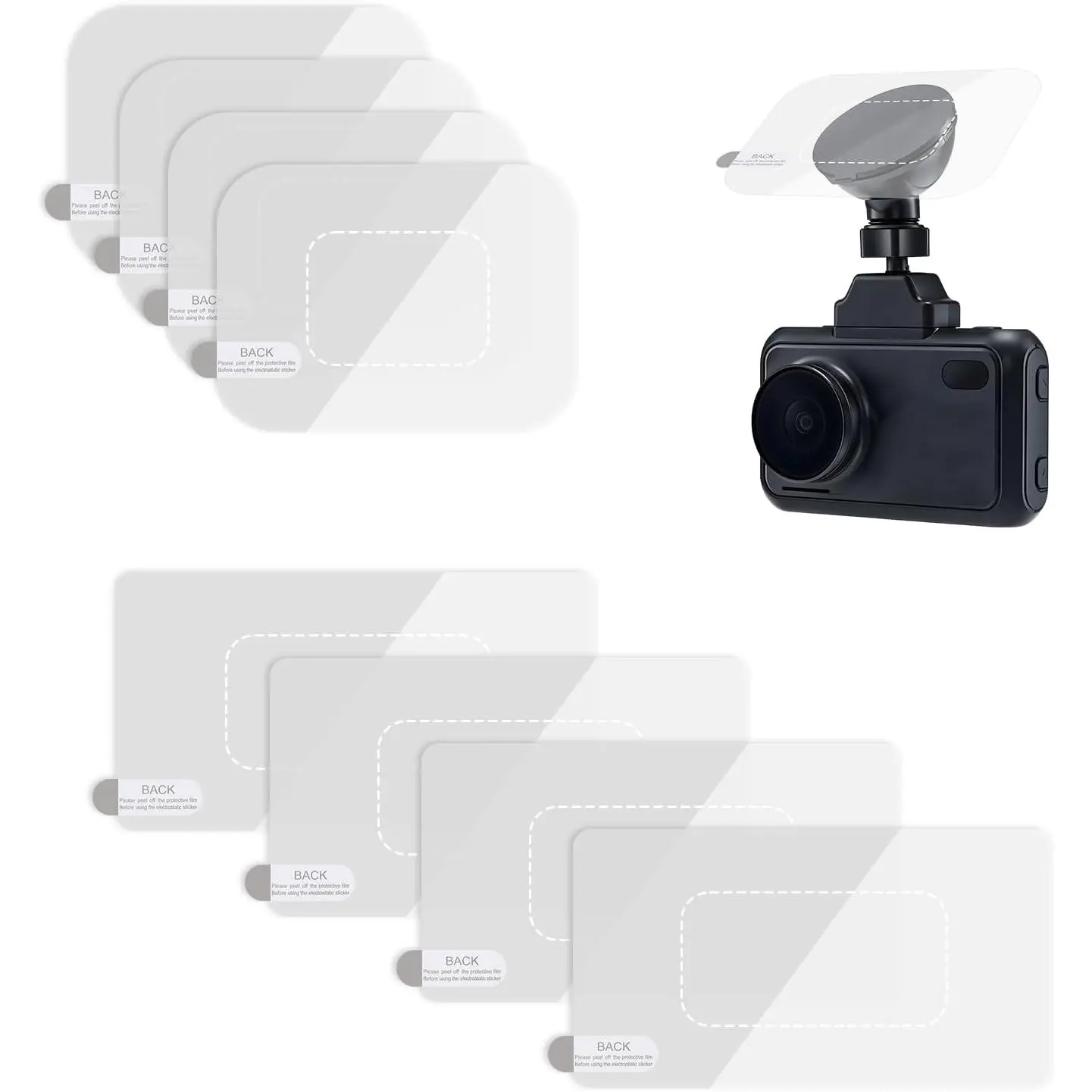 8 count Windshield Electrostatic Sticker, Windshield Sticker Static Cling Window Films Electrostatic Protection Film Clear Weatherproof Stickers  Window Stickers for Mounting Dashcam Anti-Scratch