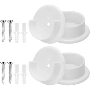 4pcs White Plastic Closet Rod Holders 1-3/8" Heavy Duty Wardrobe Rail Support Bracket with Screws for Closet Bathroom Shower