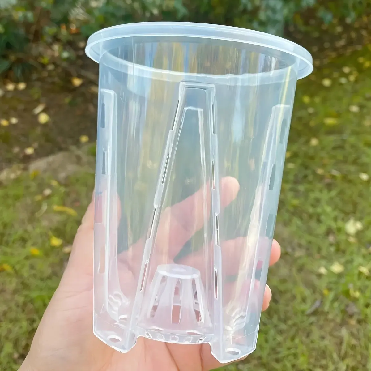 3-Piece Transparent High Slot Flower Pots, Outdoor Planters for Indoor/outdoor Gardening, Breathable Design for Orchids and Geraniums, Durable Plastic Modern Style, Plant Pot Set