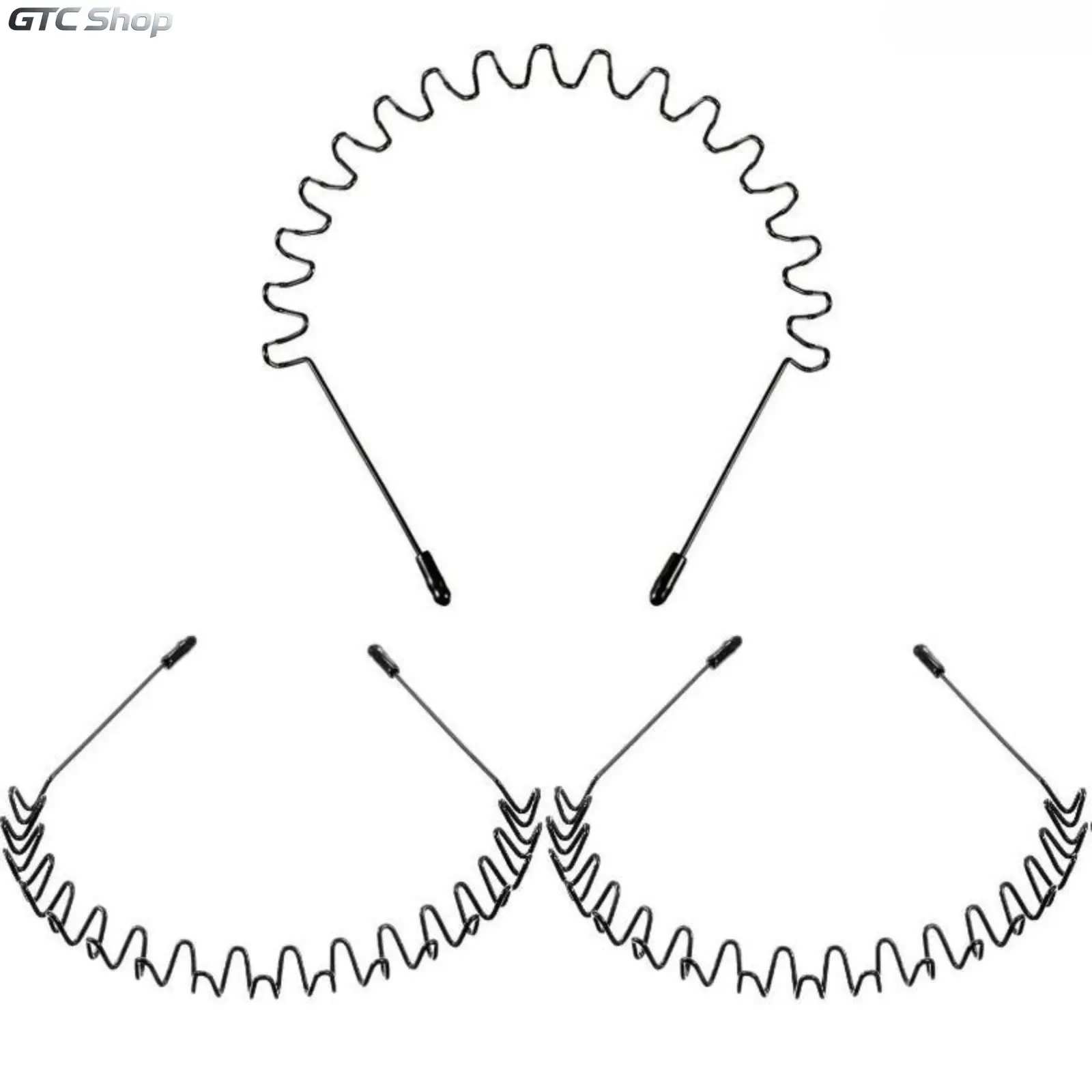 Metal Zig Zag Headband - 1/3 Pack Unisex Non-Slip Wavy Wired Sports Fashion Hair Hoop, Outdoor Activity Hair Accessories
