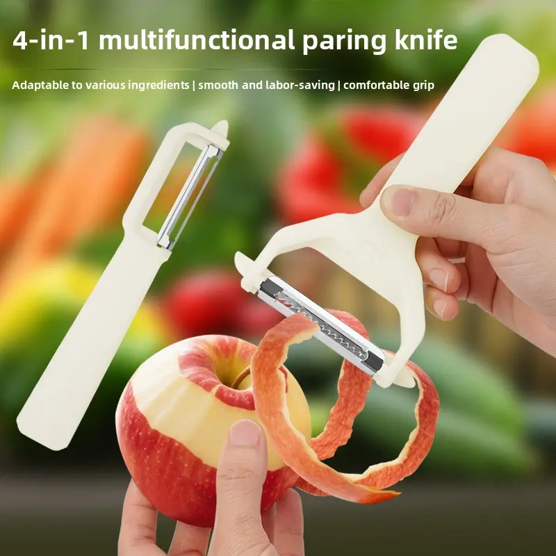 4-in-1 Vegetable Slicer & Peeler, Stainless Steel Multifunctional Julienne Cutter for Potatoes, Carrots & Vegetables