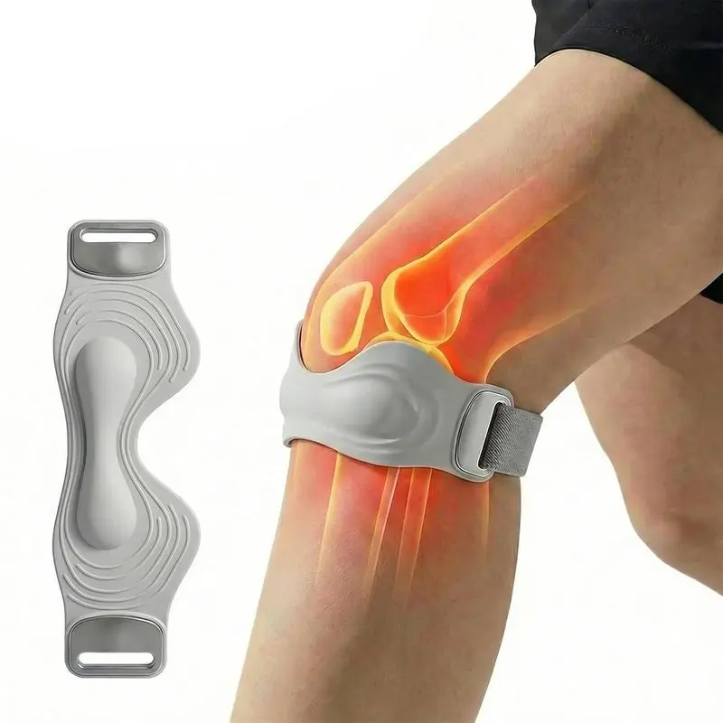 outdoor sports Silicone Patellar Tendon Support Strap, Adjustable Knee Brace for Women & Men Patella Stability, Non Slip Compression Patella Bands for Walk, Running, Gym, Sports & Daily Knee Support (1PC, Grey)