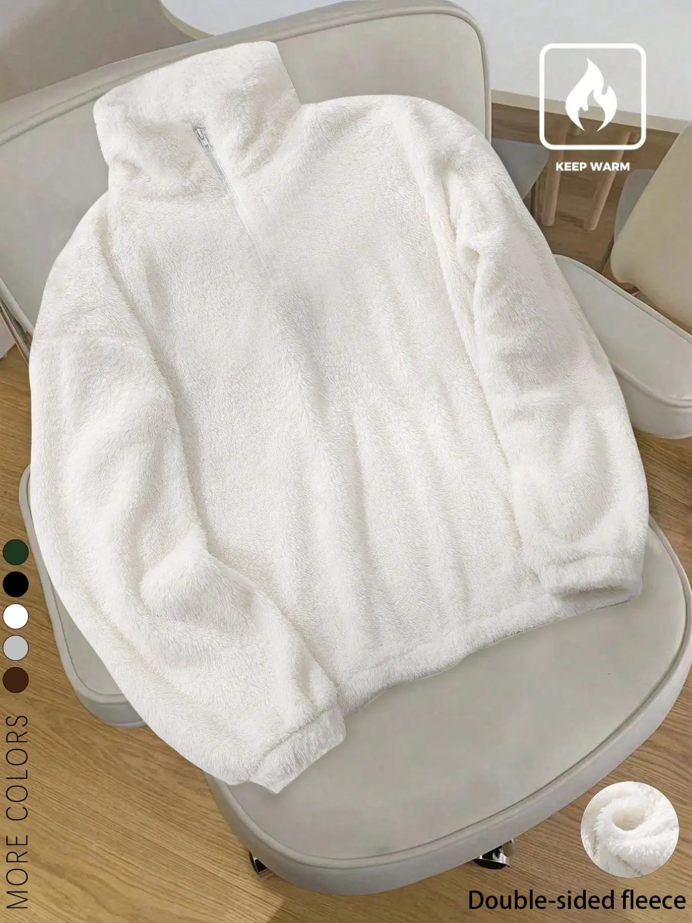 Oversized Double Sided Sherpa Half Zip Fleece Top Men Women, Y2K Grunge Stand Collar Warm Plush Pullover, Loose Boxy Baggy Pocket Vintage Hip Hop Top for Skate Concert Campus Winter, Viral TikTok Thick Windproof Sherpa Sweatshirt Multi Colors Casual