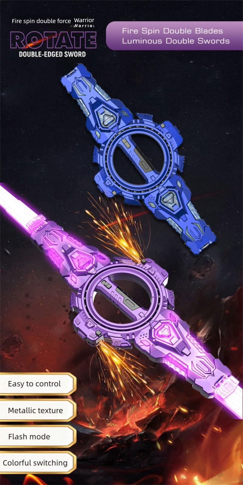 Flint Spinning Lightsaber - Double-edged Spinning Retractable Sword with Sound Effects & Colorful Lights |     Best-selling Kids' Toy, Popular Party/Role-play Toy, Perfect Birthday/Christmas Gift, Suitable for Indoor & Outdoor Play