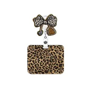 Cool Leopard Print Badge Holder Set, Id Badge Holder, Retractable Badge Reel, Rotating Clip, Nurse Lapel Pin, Teacher Office Card Protector