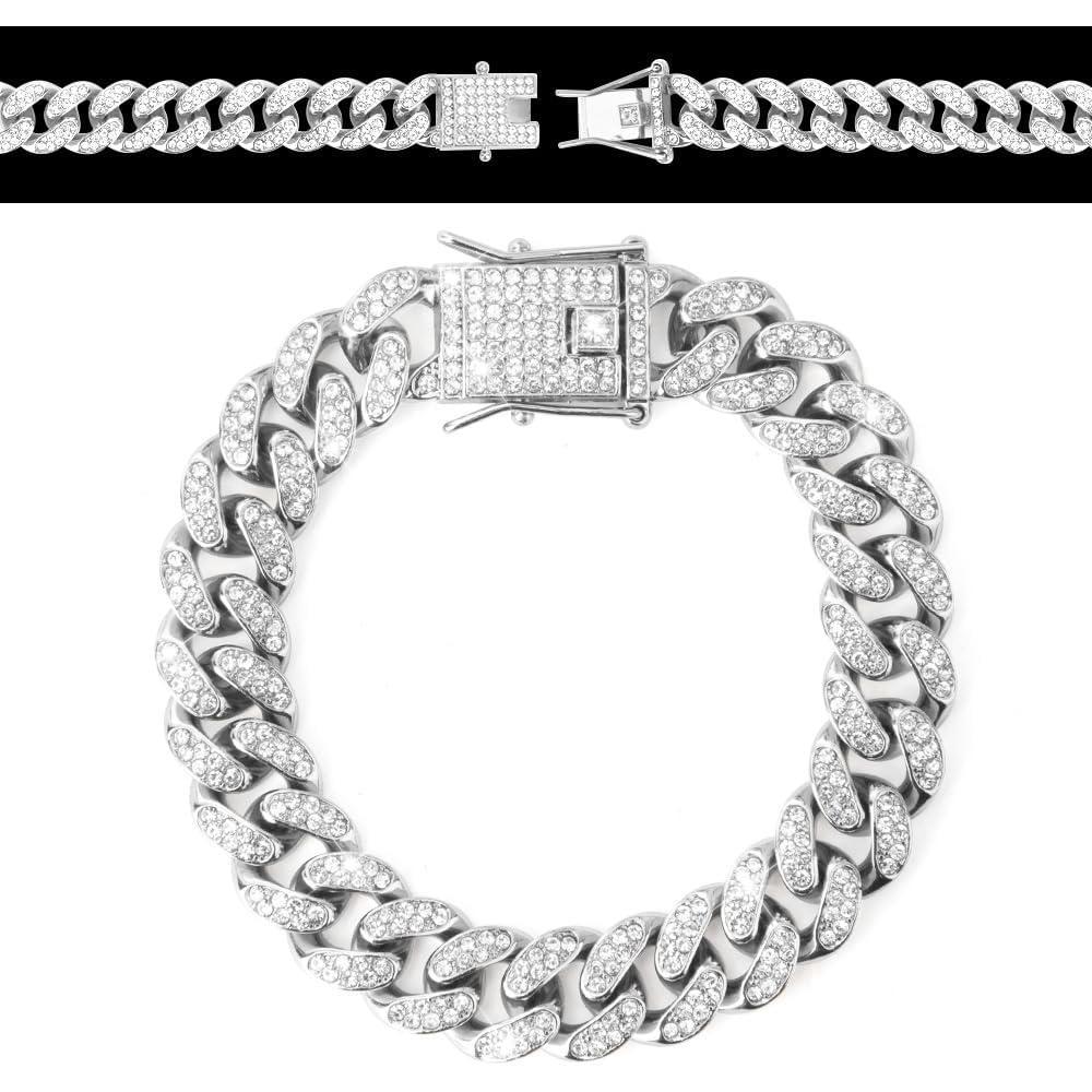 Cuban Link Chain for Men Women,Diamond Necklaces,Iced Out Chain,Hip Hop Jewelry,Thick Silver Chain,Gold Chain,Diamond Bracelet.ms Cuban Link Chain for Men Women,Diamond Necklaces,Iced Out Chain,Hip Hop Jewelry,Thick Silver Chain,Gold Chain,Diamond Bracelet.ms