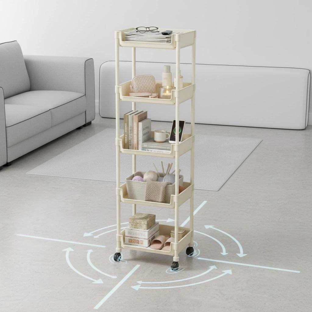 Multifunctional Multi-Layer Plastic Storage Cartwith Wheels, Layered Shelf Organizer for BedroomKitchen Bathroom Living Room, AdjustableStanding Shelf Suction Cup Sponge Holder for Kitchen Sink  semiannual  sale 2025 easy install kit glove clip cas oz sce