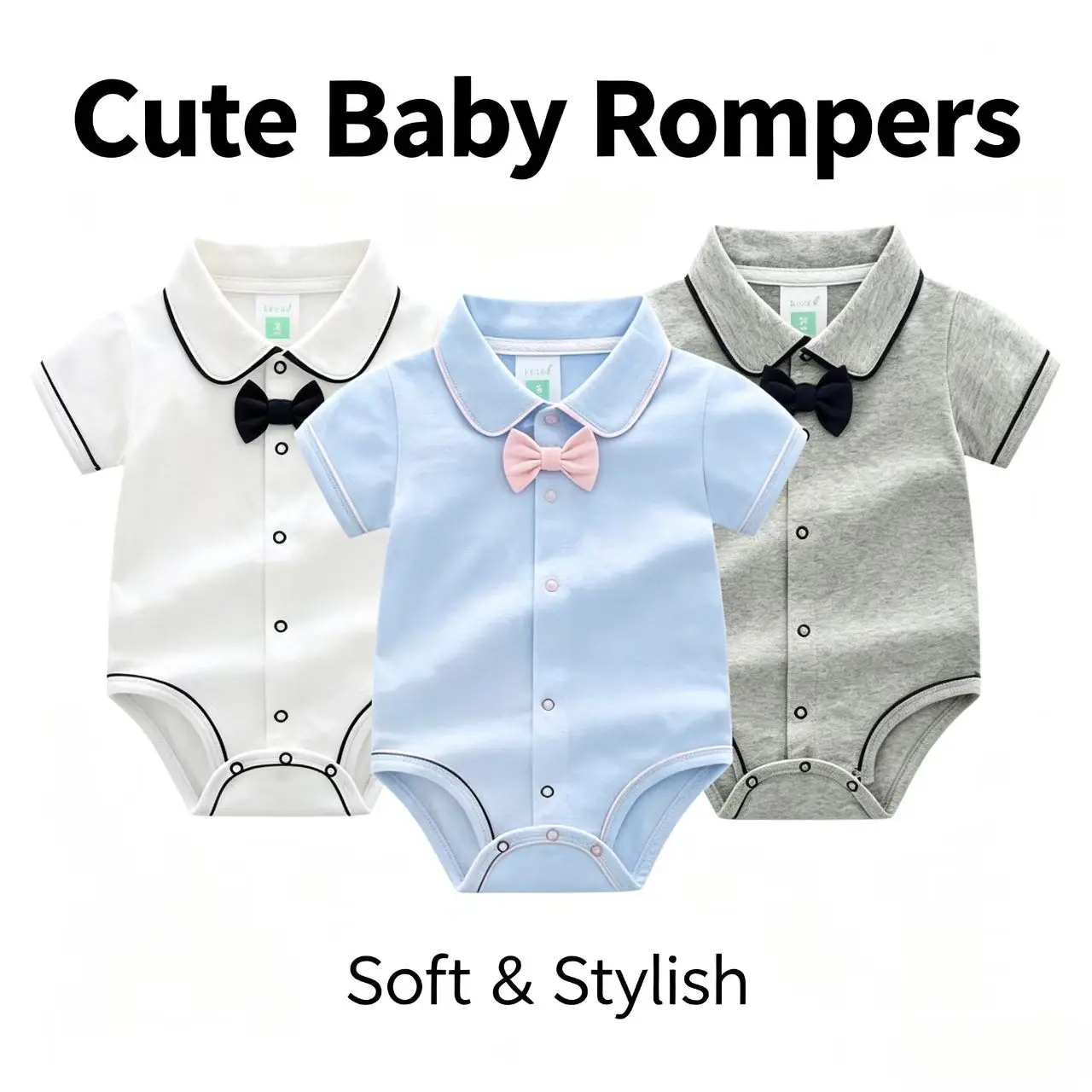 3pcs Set Newborn Unisex Baby Summer Polo Shirt Letter Full Print Short Sleeve Infant , for Outdoor