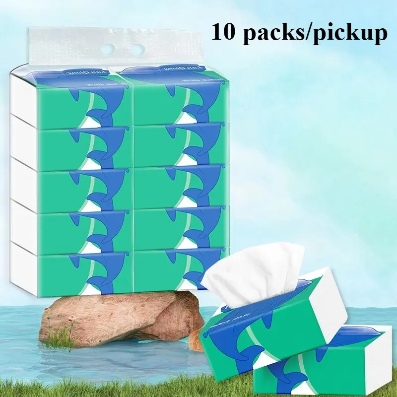 10 Packs of Household Paper, 3-Layer Natural Wood Pulp, Large Packaging, Facial Tissue, Eco-Friendly & Durable, Perfect for Daily Use
