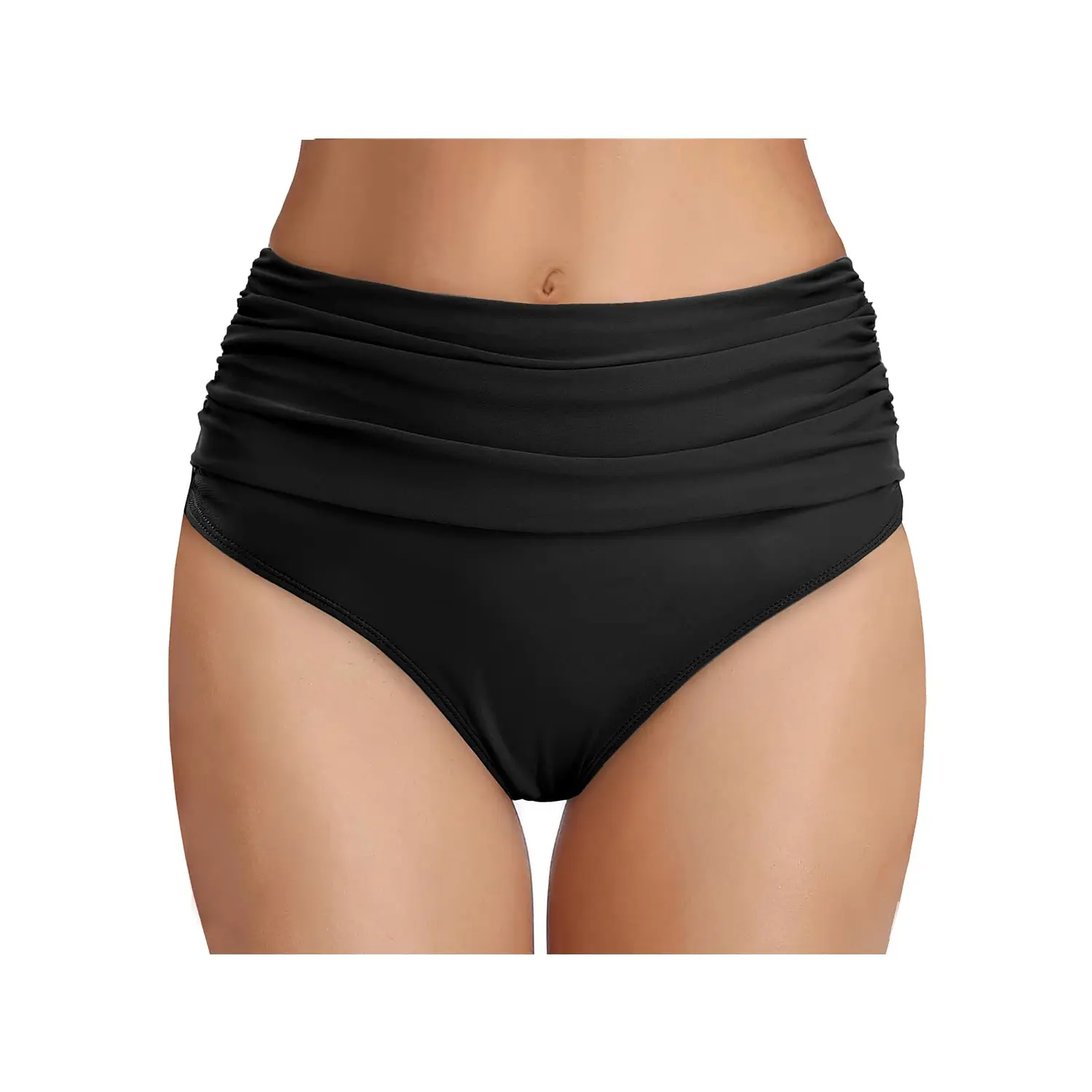Tempt Me Women's High Waisted Bikini Bottom Tummy Control Ruched Bathing Suit Swim Bottom