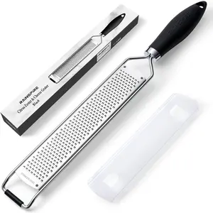Upgraded Citrus Lemon Zester Grater Easy Clean Dishwasher Safe for Ginger Garlic Parmesan Cheese 304 Stainless Steel Blade with Protect Cover Baking Supplies Black