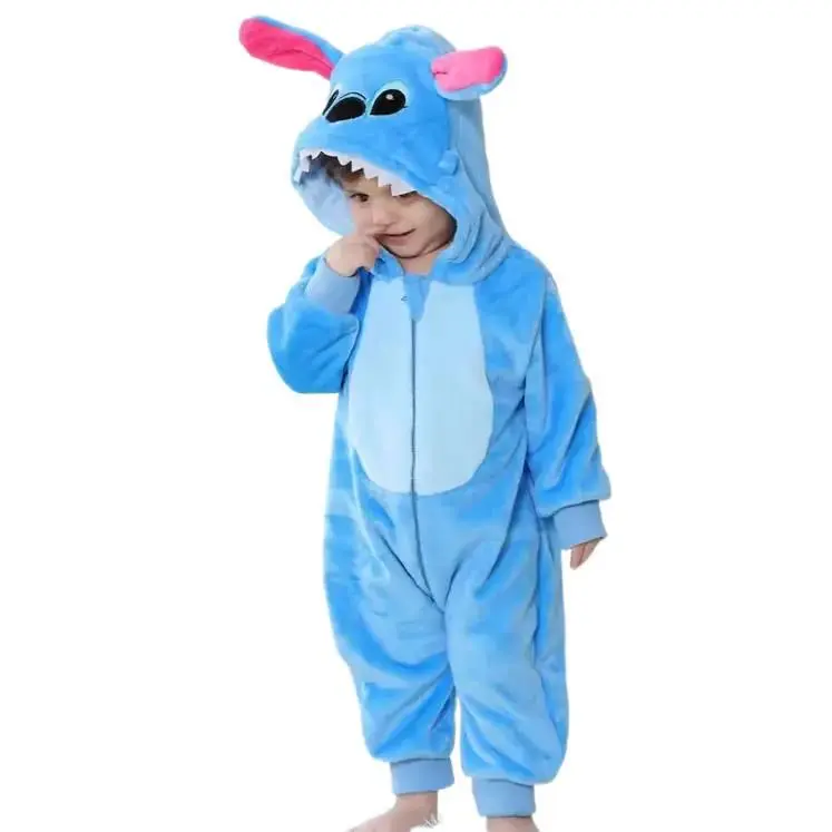 Blue Alien Stitched Romper Cosplay One-Pieces Hooded Jumpsuits Jumpers