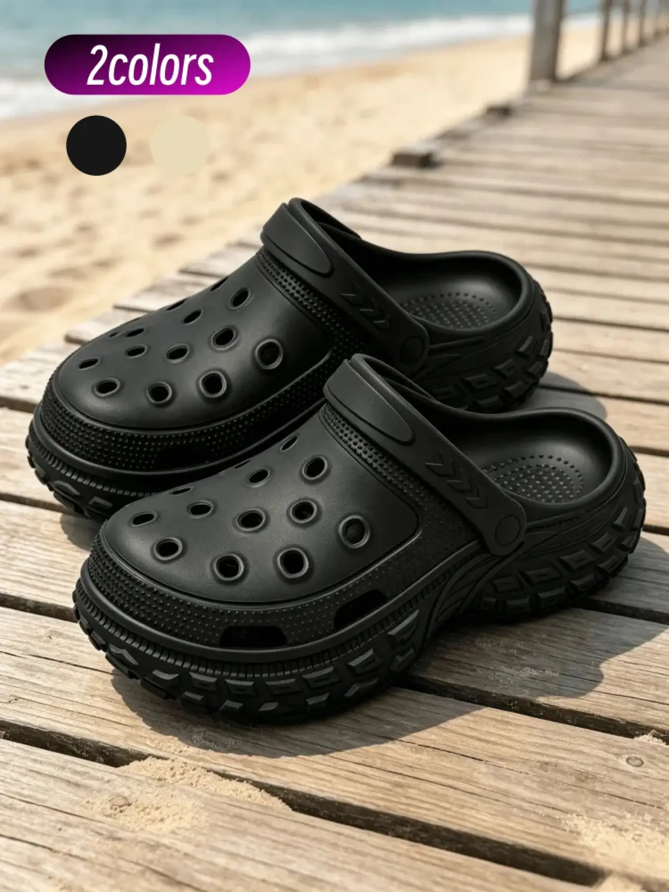1 Pair Unisex Easy Clean Mountain Clogs Functional Off Road Thick Anti Slip Shock Absorption Rotatable Strap Dual Wear Camping Car Wash Beach Home